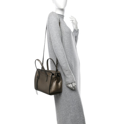 Salvatore Ferragamo Metallic Hammered Calfskin Double Handle Small Amy Tote Graphite 2 of 13