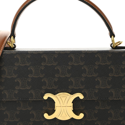Celine Canvas Calfskin Triomphe Box Top Handle Bag Tan 8 of 11