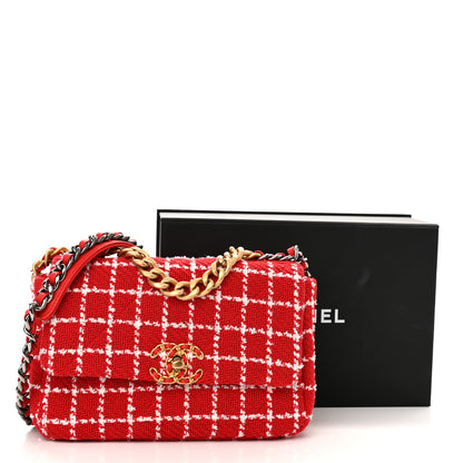 Chanel Tweed Quilted Medium Chanel 19 Flap Red White 11 of 11