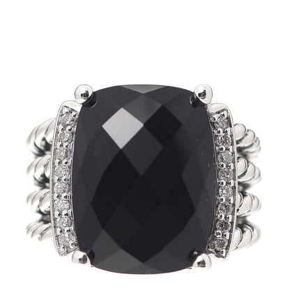 David Yurman Sterling Silver Diamond Black Onyx 16mm Wheaton Ring 51 5.75 1 of 5