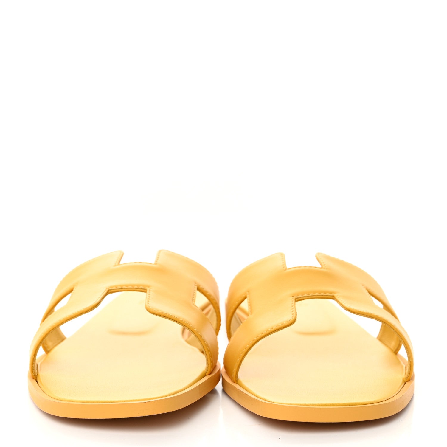 Hermes Box Calfskin Oran Sandals 40.5 Jaune Citron 2 of 9