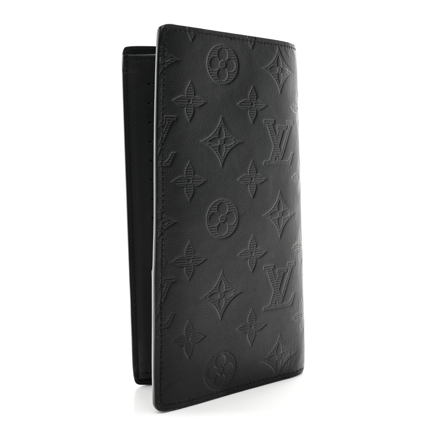 Louis Vuitton Calfskin Monogram Shadow Brazza Wallet Black 3 of 8