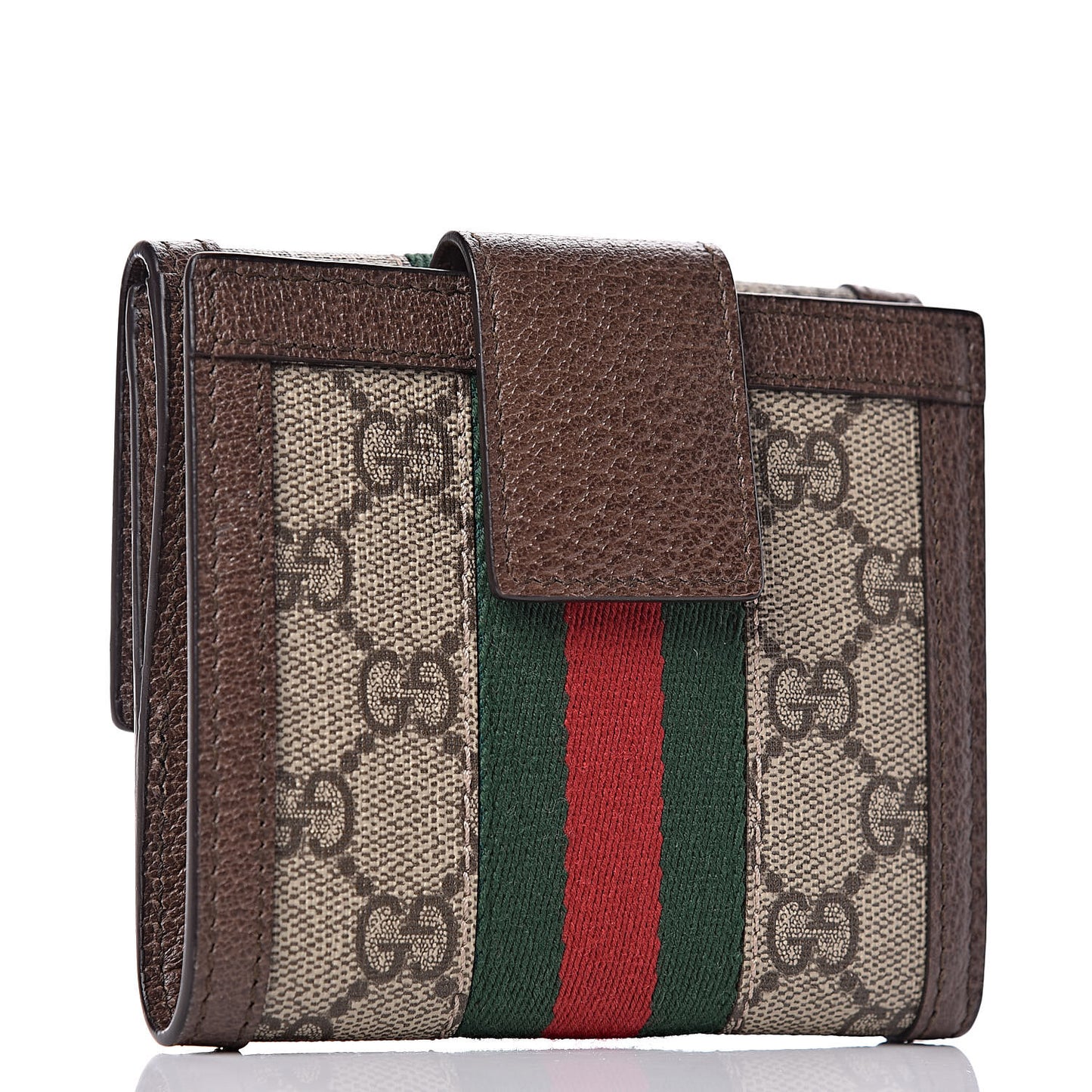 GG Supreme Monogram Web Ophidia French Flap Wallet Beige New Acero