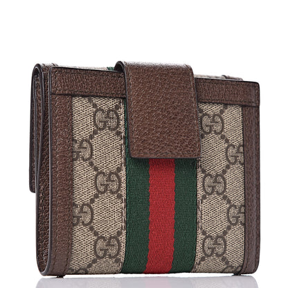 Gucci GG Supreme Monogram Web Ophidia French Flap Wallet Beige New Acero 3 of 8