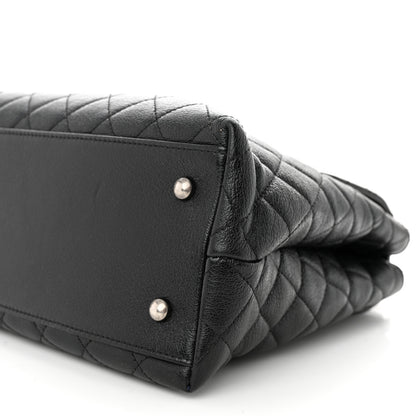 Chanel Goatskin Quilted Small CC University Shopping Tote Black 10 of 11