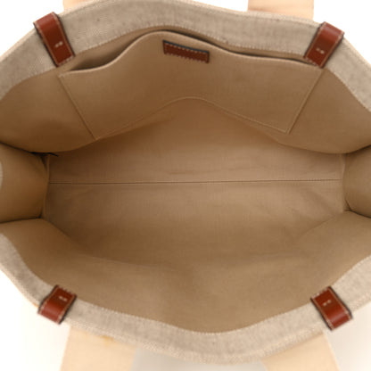 Chloe Cotton Calfskin Large Woody Ribbon Tote White Brown 5 of 12