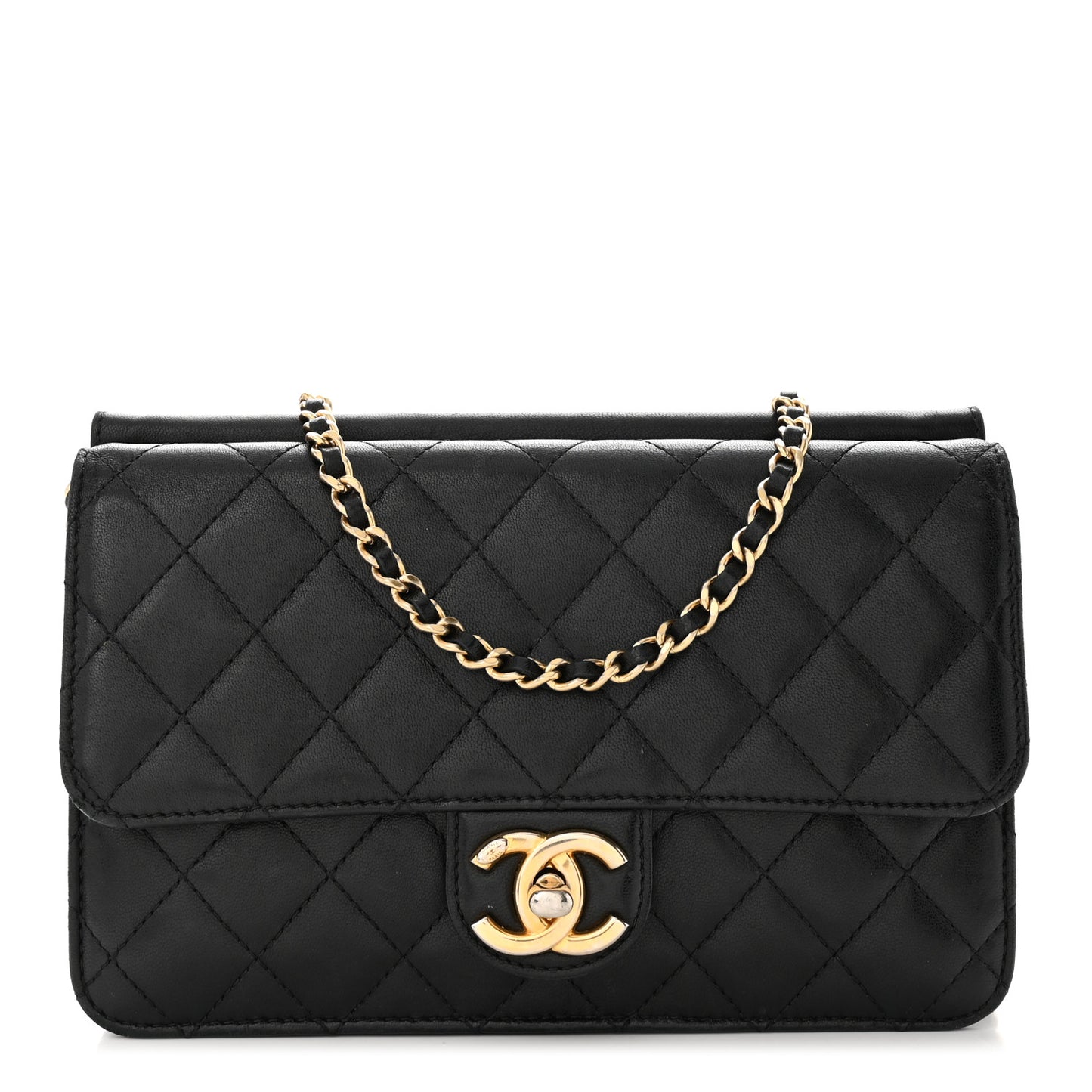 Lambskin Quilted Medium Crossing Times Flap Black