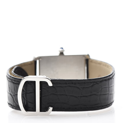 Cartier Stainless Steel Alligator 27mm Tank Solo Quartz Watch 3 of 9