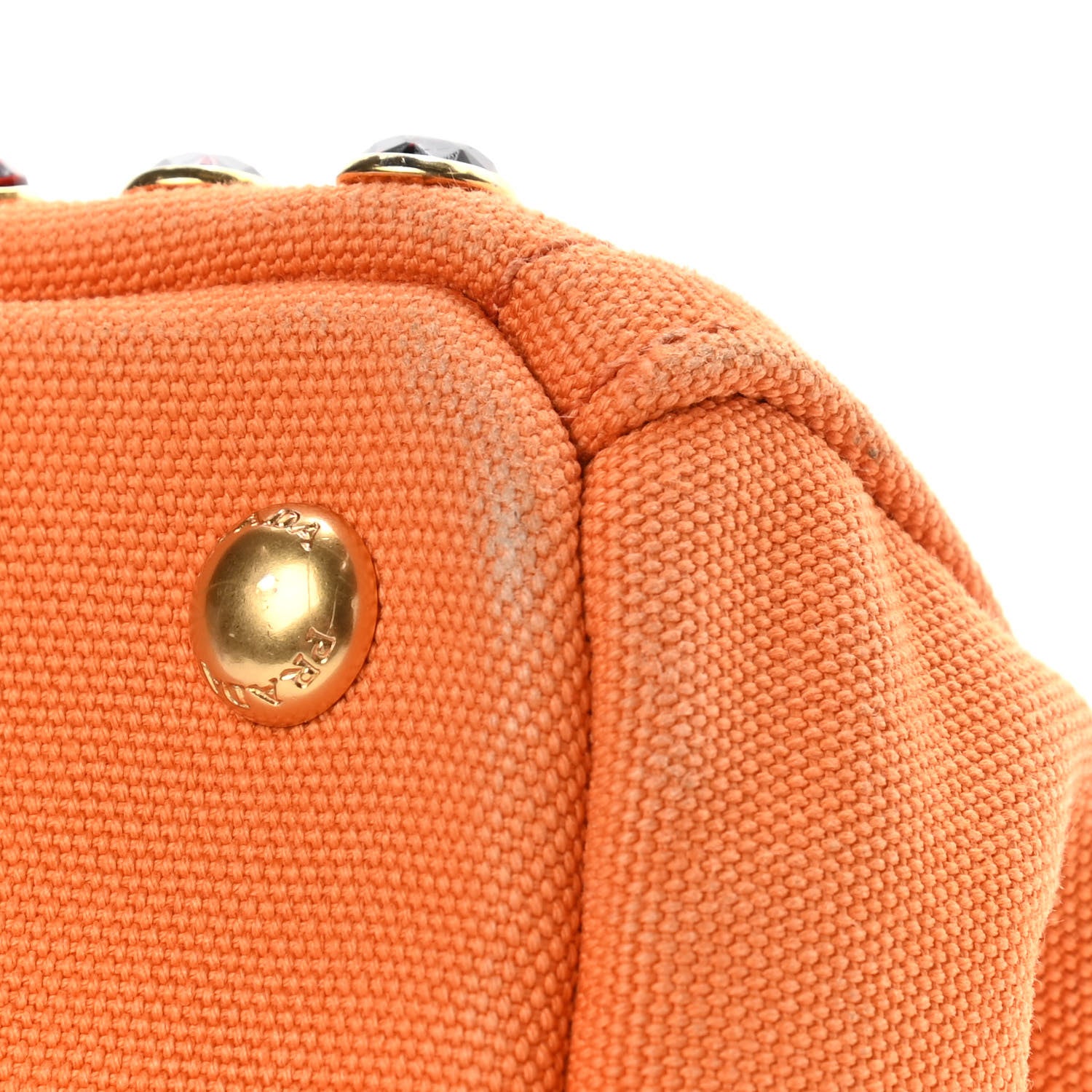 Prada Canapa Crystal Studded Tote Papaya 6 of 8