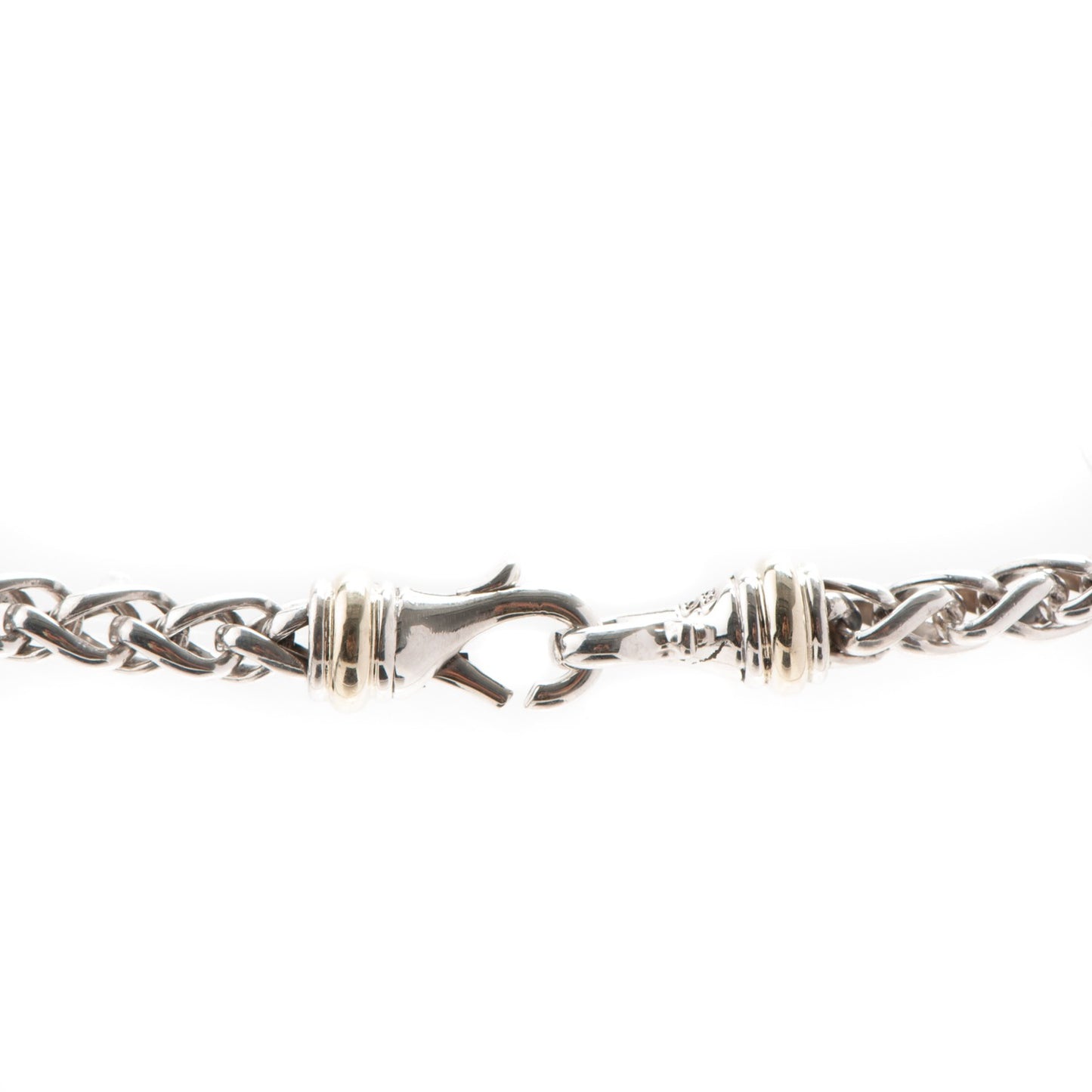 Sterling Silver 14K Yellow Gold 8mm Large Wheat Chain Necklace
