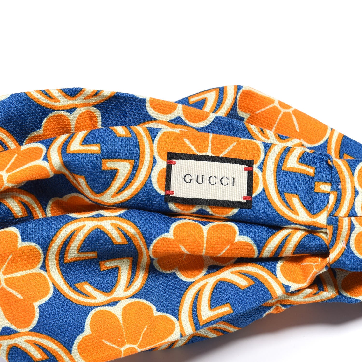 Gucci Cotton Knit Elastic Floral Headband M Sapphire Orange 3 of 3