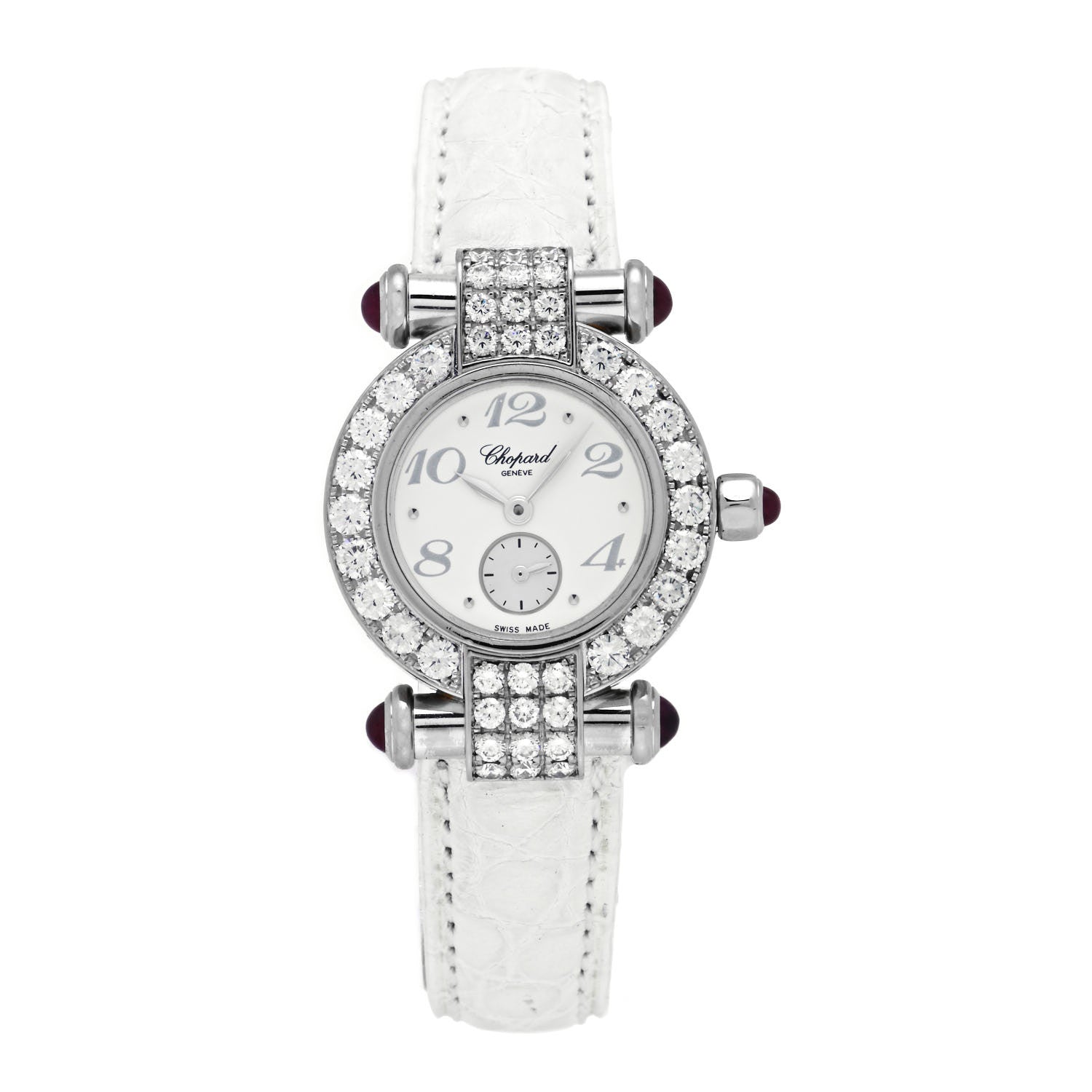 Chopard 18K White Gold Alligator Diamond Pave Bezel 26.5mm Imperiale Quartz Watch White 1 of 5