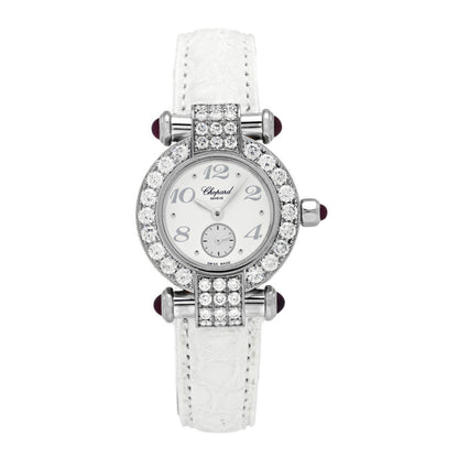 Chopard 18K White Gold Alligator Diamond Pave Bezel 26.5mm Imperiale Quartz Watch White 1 of 5