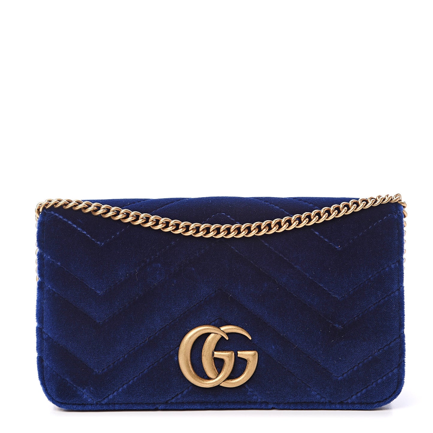 Velvet Matelasse GG Marmont Mini Bag Cobalt Blue