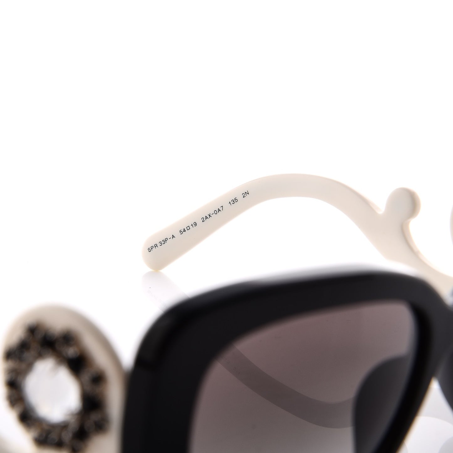 Crystal Ornate Square Baroque Sunglasses White Black