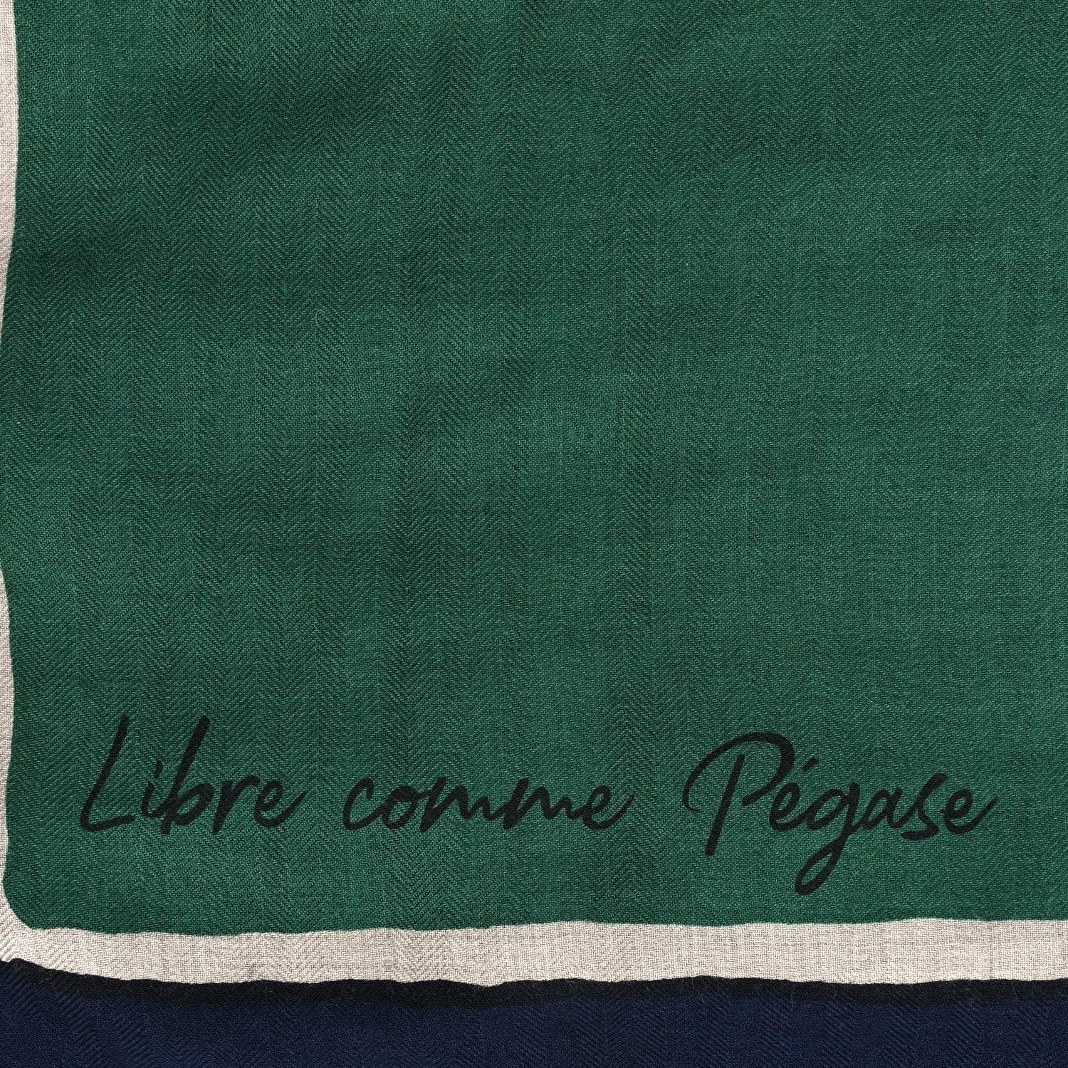 Hermes Cashmere Silk Libre Comme Pegase Shawl 140 Vert Naturel Bleu 4 of 4