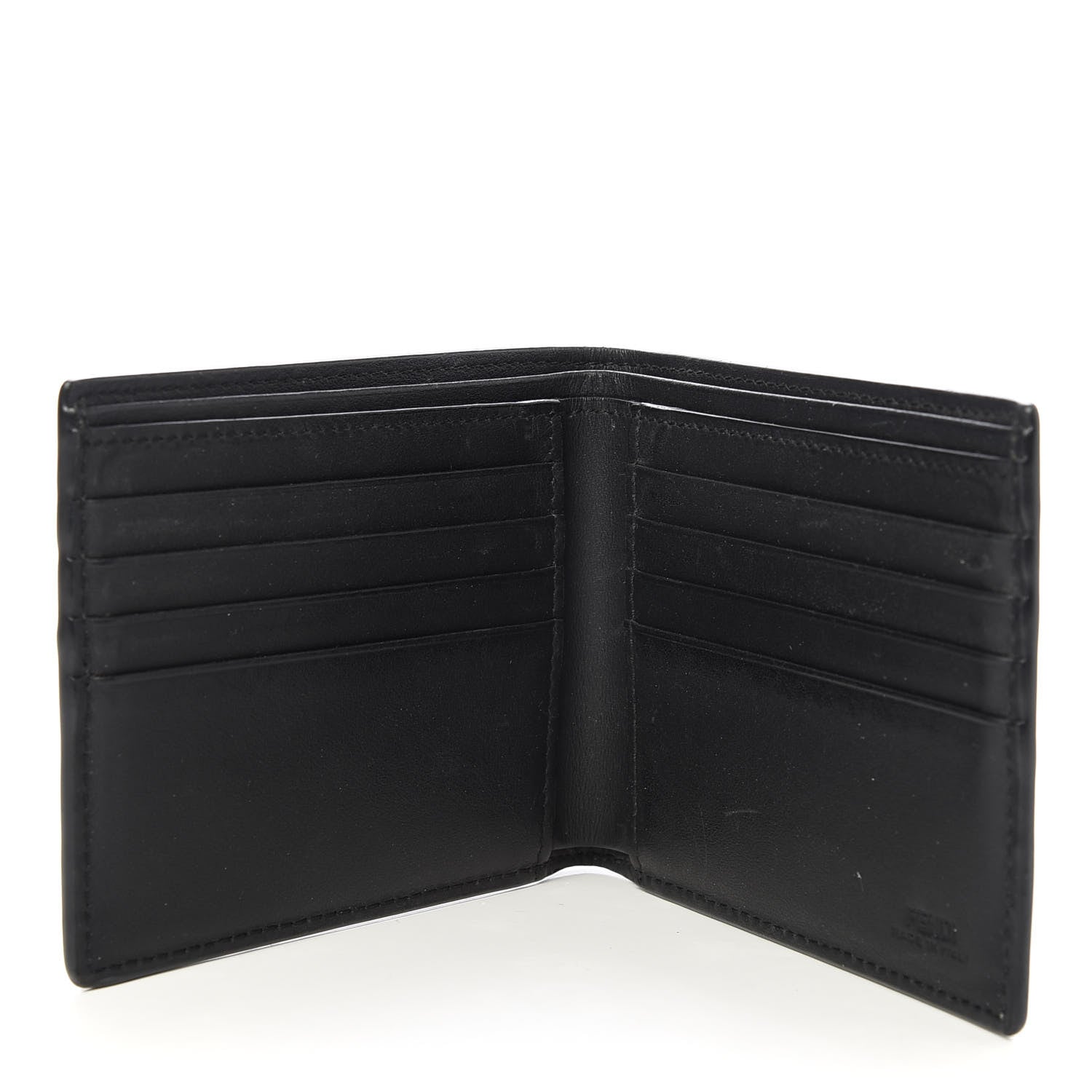 Fendi Vitello Century Elite Monster Eyes Bi-Fold Wallet Asfalto Graphite 4 of 7
