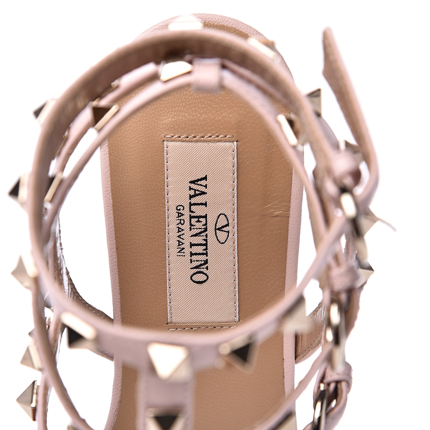 Valentino Garavani Calfskin Rockstud Ankle Wrap Flat Thong Sandals 36 Rose Quartz 6 of 8