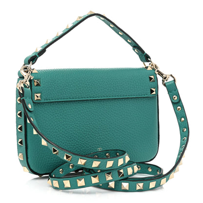 Valentino Garavani Grainy Calfskin Rockstud Crossbody Pouch Ultra Marine Green 2 of 8