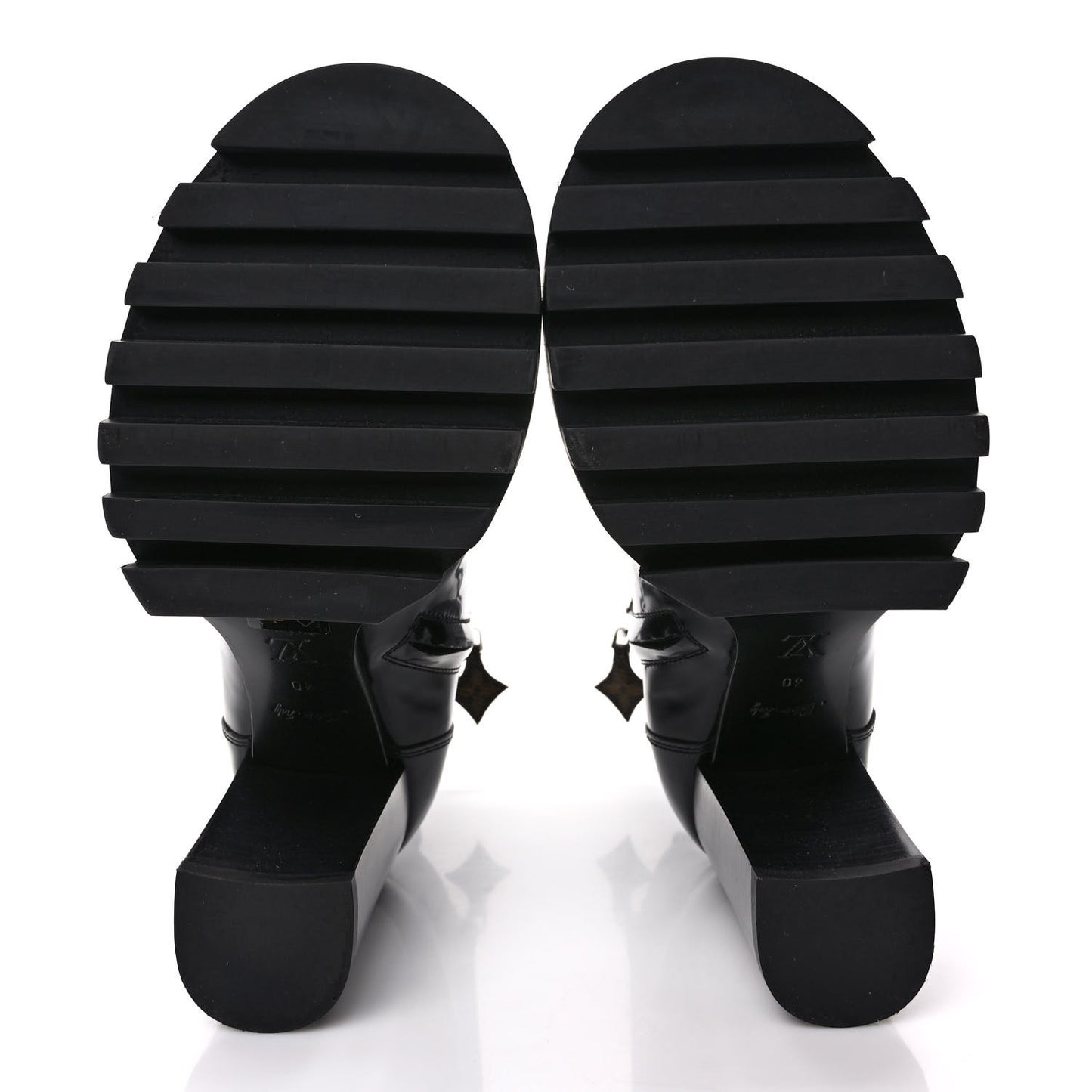 Patent Calfskin Star Trail Ankle Boots 40 Black