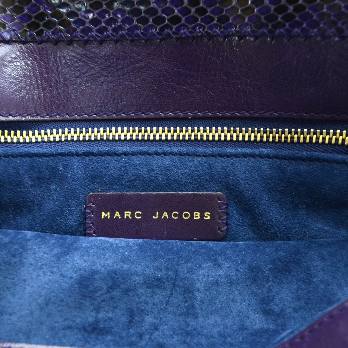 Suede and Python Trim Evening Bag Violet