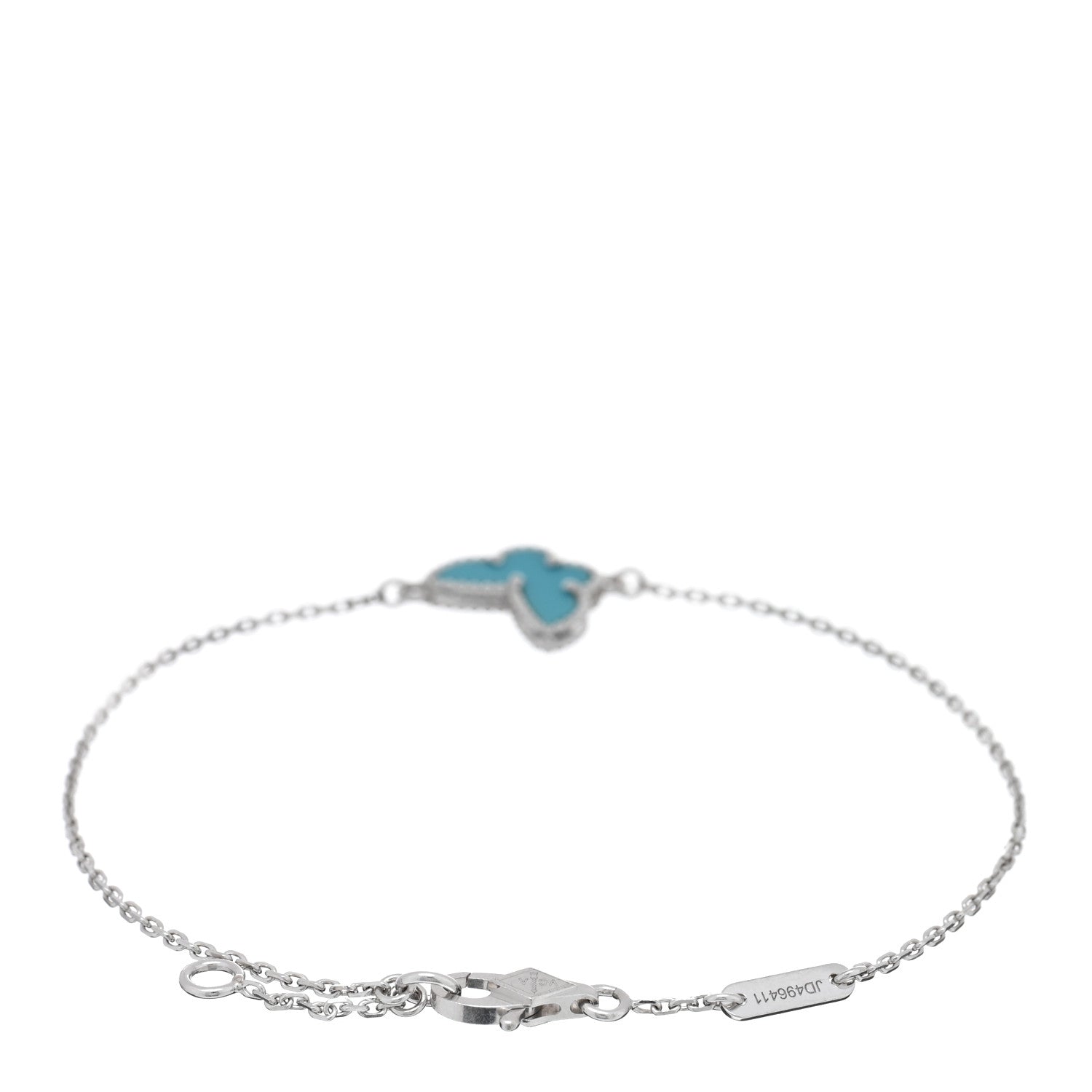Van Cleef & Arpels 18K White Gold Turquoise Sweet Alhambra Butterfly Bracelet 2 of 3