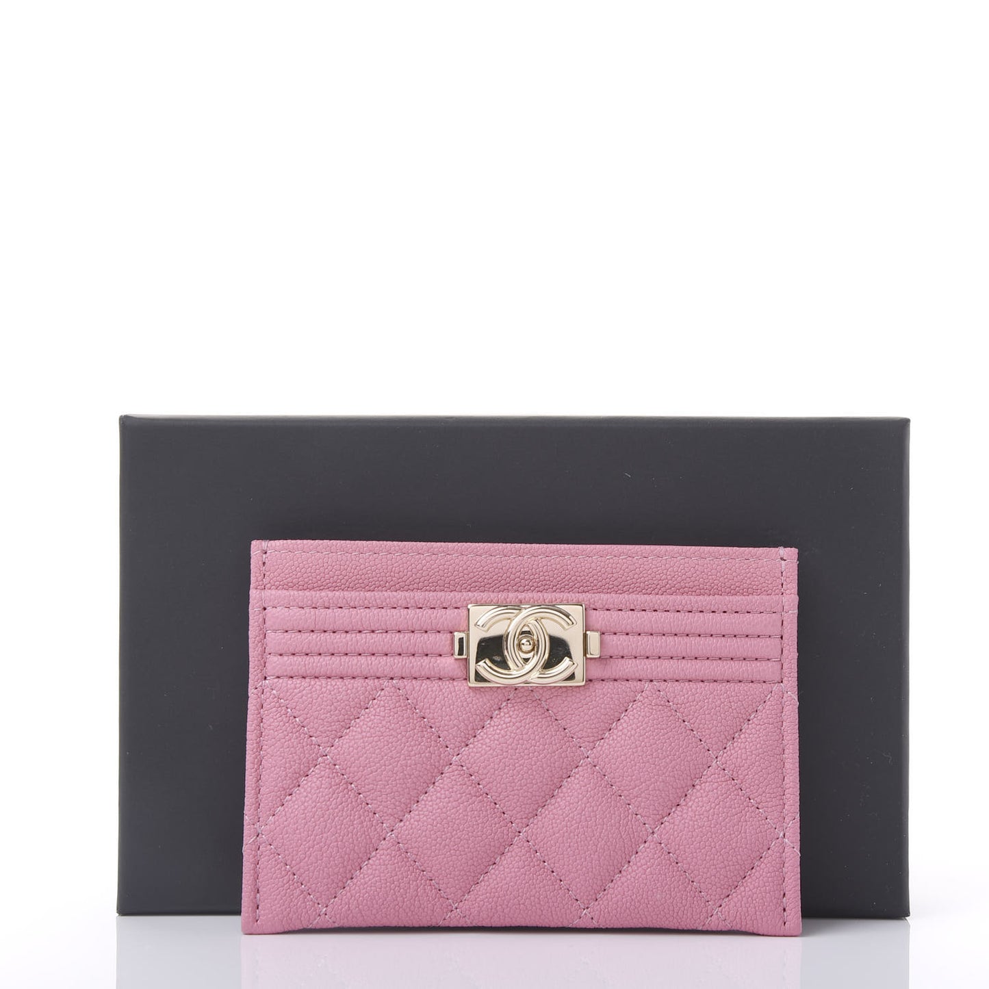 Caviar Quilted Boy Card Holder Light Pink