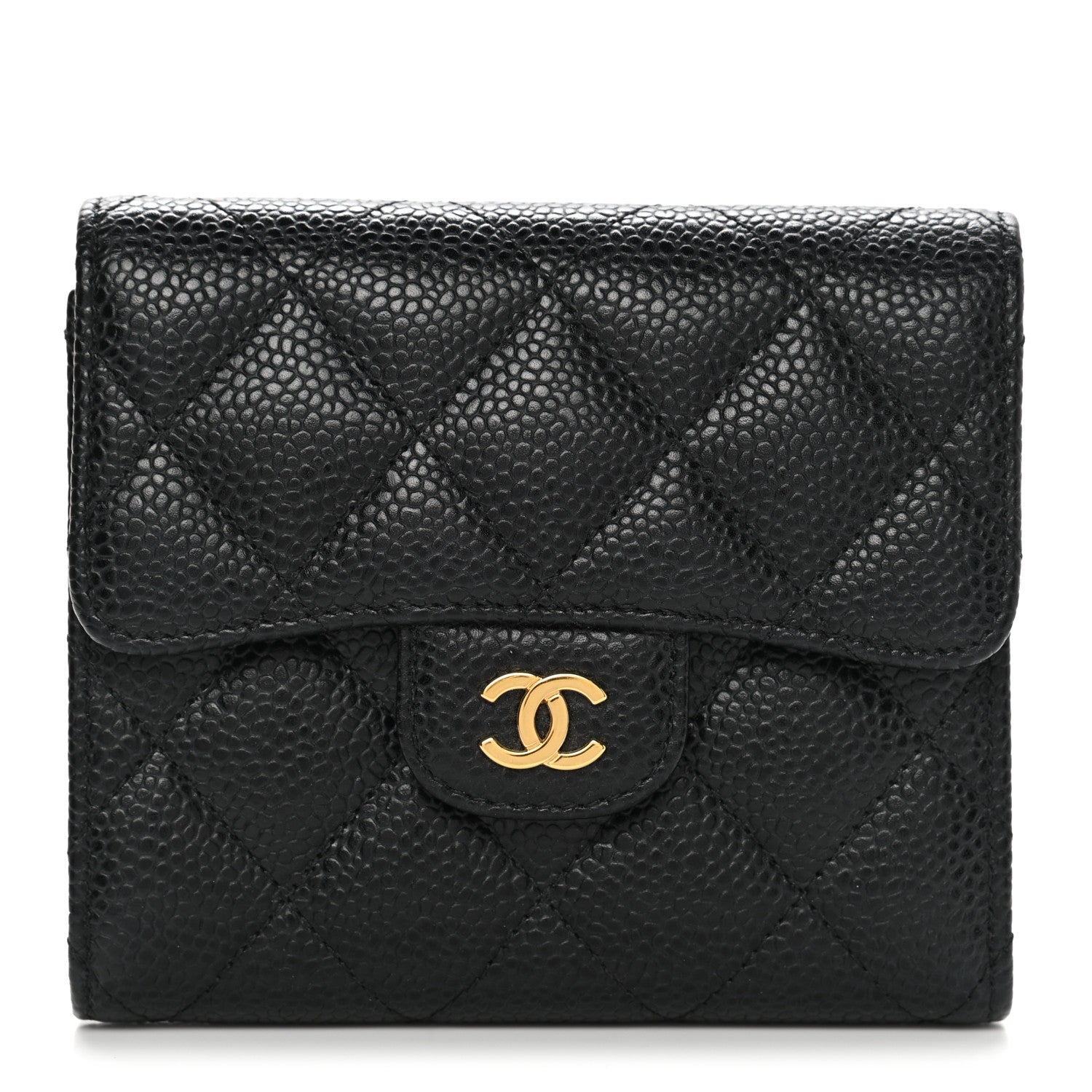 Chanel Caviar Quilted Compact Flap Wallet Black 1 of 9