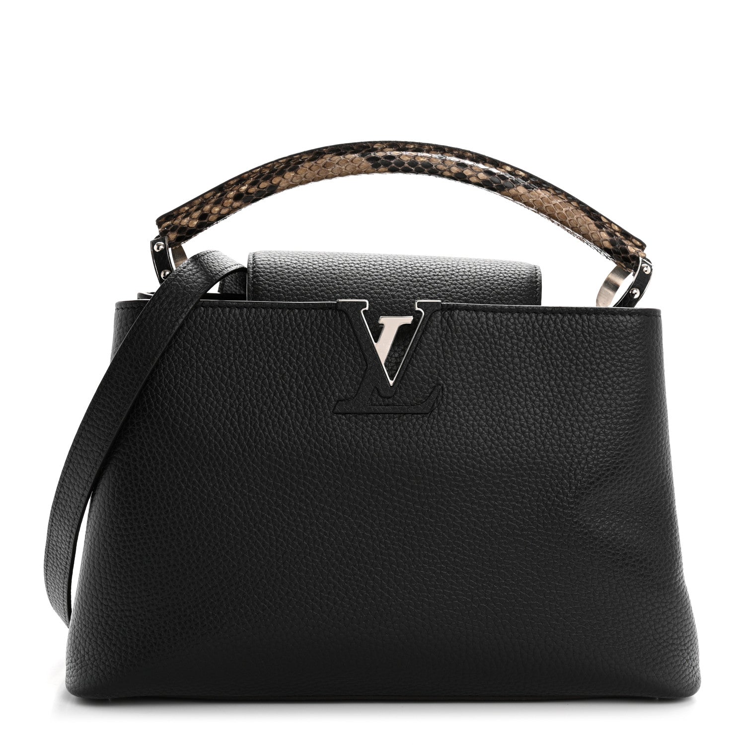 Louis Vuitton Taurillon Snakeskin Capucines MM Black 1 of 10