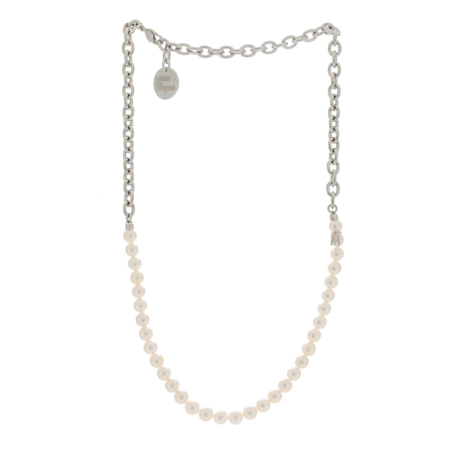 X COMME DE GARCON Sterling Silver Akoya Pearl 6-6.5mm Strand Necklace