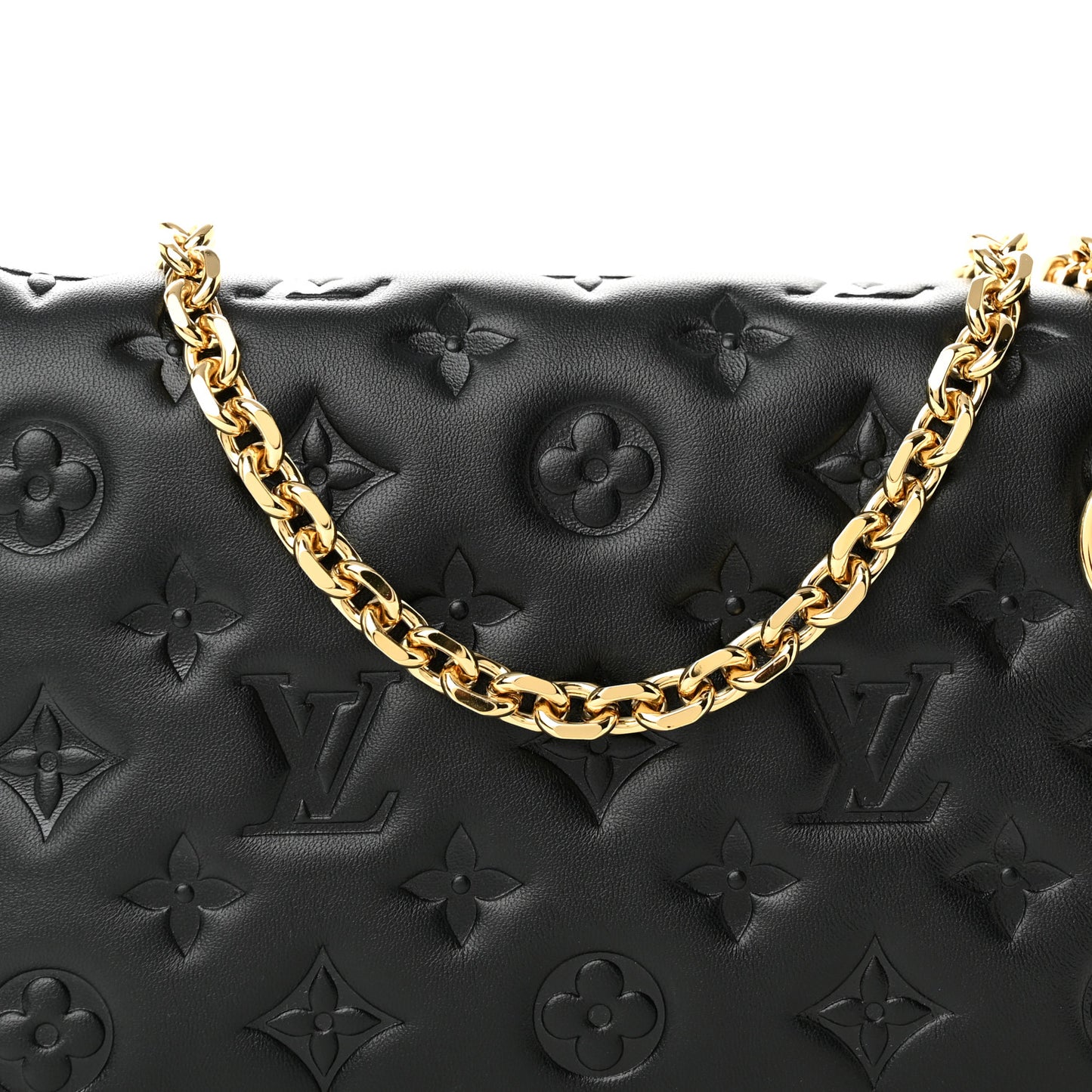 Lambskin Embossed Monogram Pochette Coussin Black