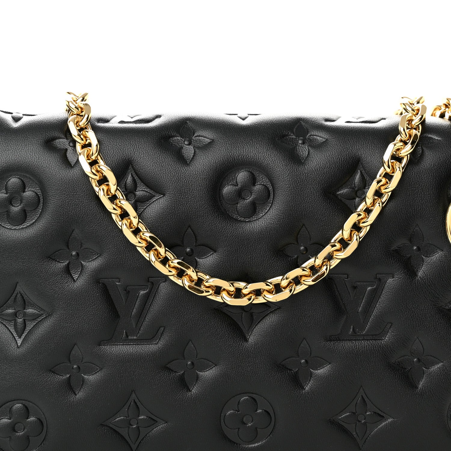 Louis Vuitton Lambskin Embossed Monogram Pochette Coussin Black 7 of 9