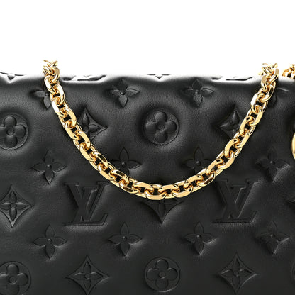 Louis Vuitton Lambskin Embossed Monogram Pochette Coussin Black 7 of 9