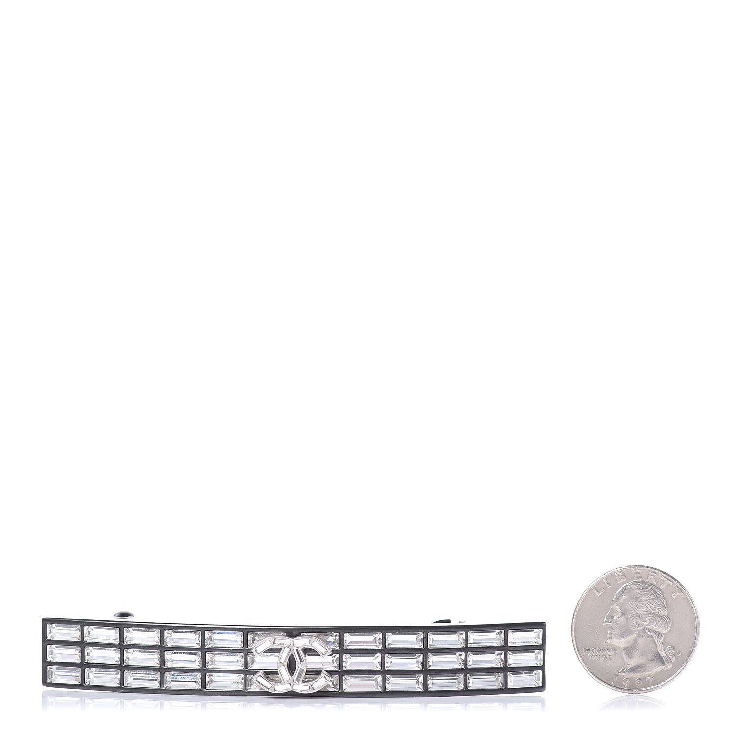 Chanel Crystal CC Hair Clip Barrette Silver 2 of 6
