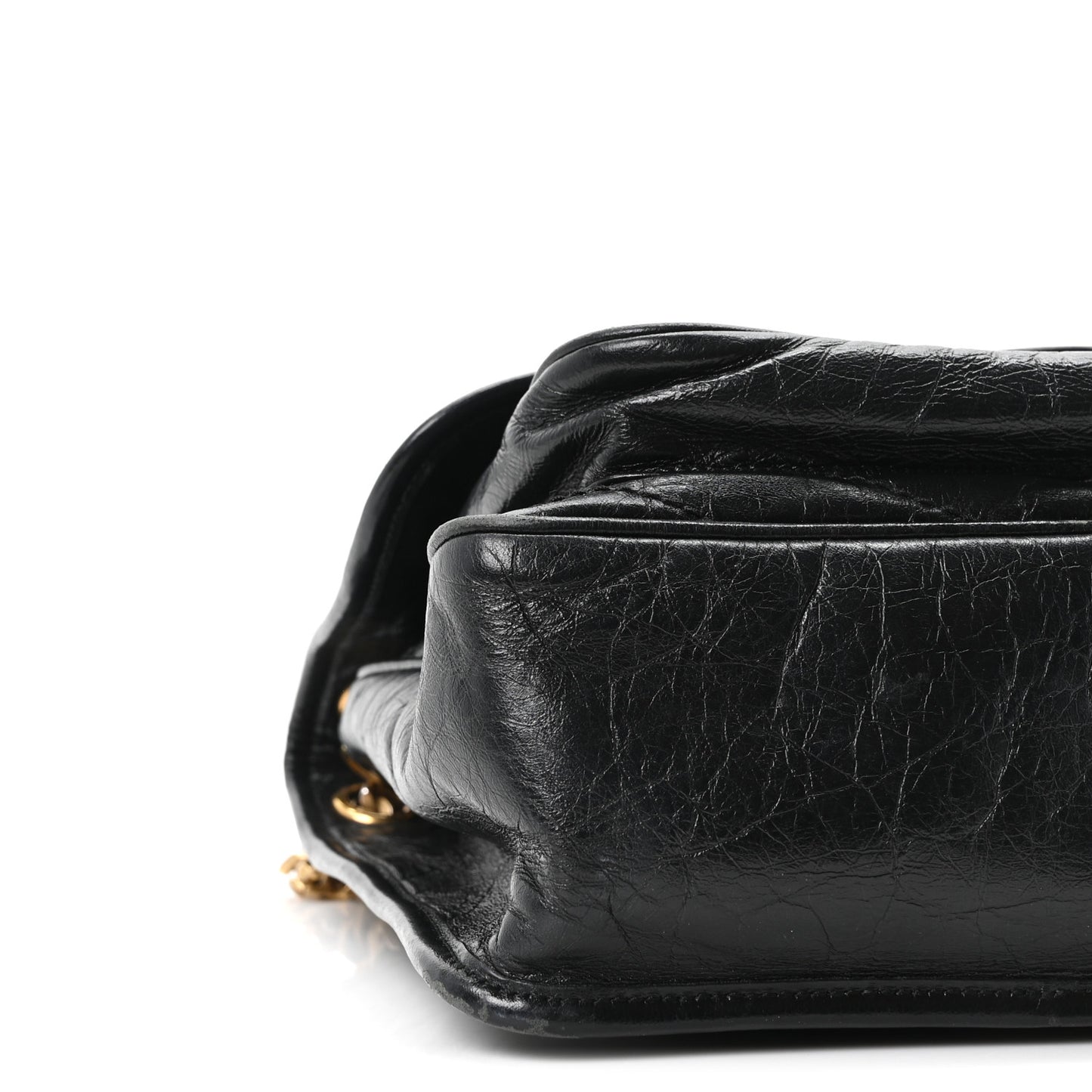 Crinkled Calfskin Matelasse Monogram Medium Niki Chain Satchel Black