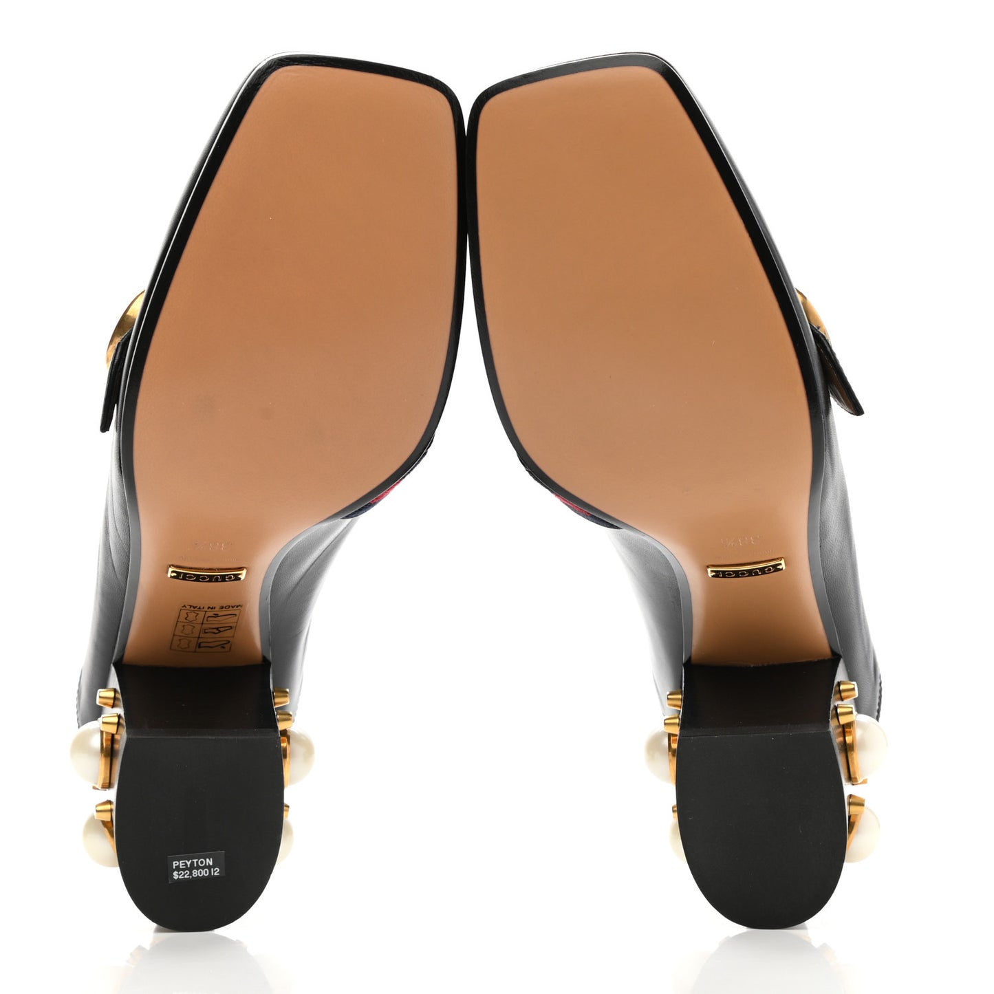 Malaga Kid Web Pearl Embellished Peyton 75mm Loafer Pumps 38.5 Black