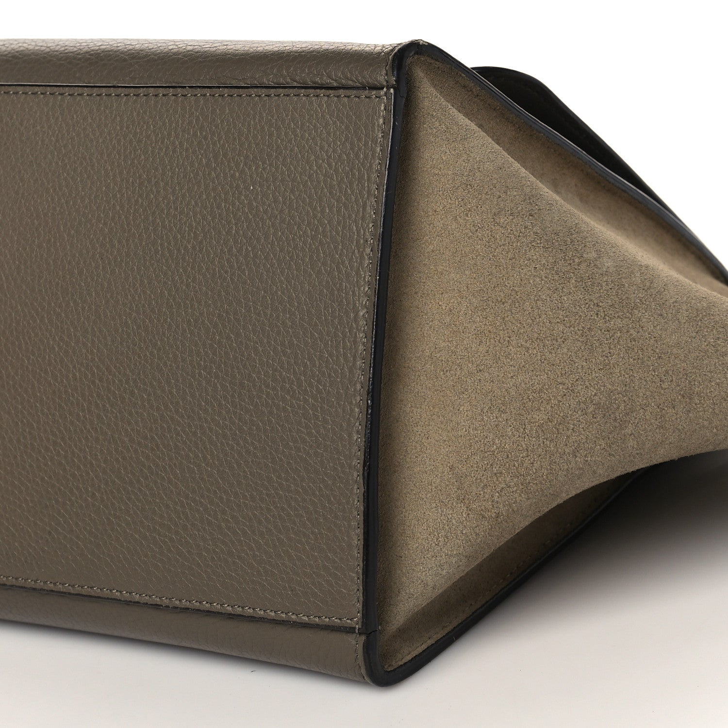 Celine Drummed Calfskin Suede Small Trapeze Souris 10 of 10