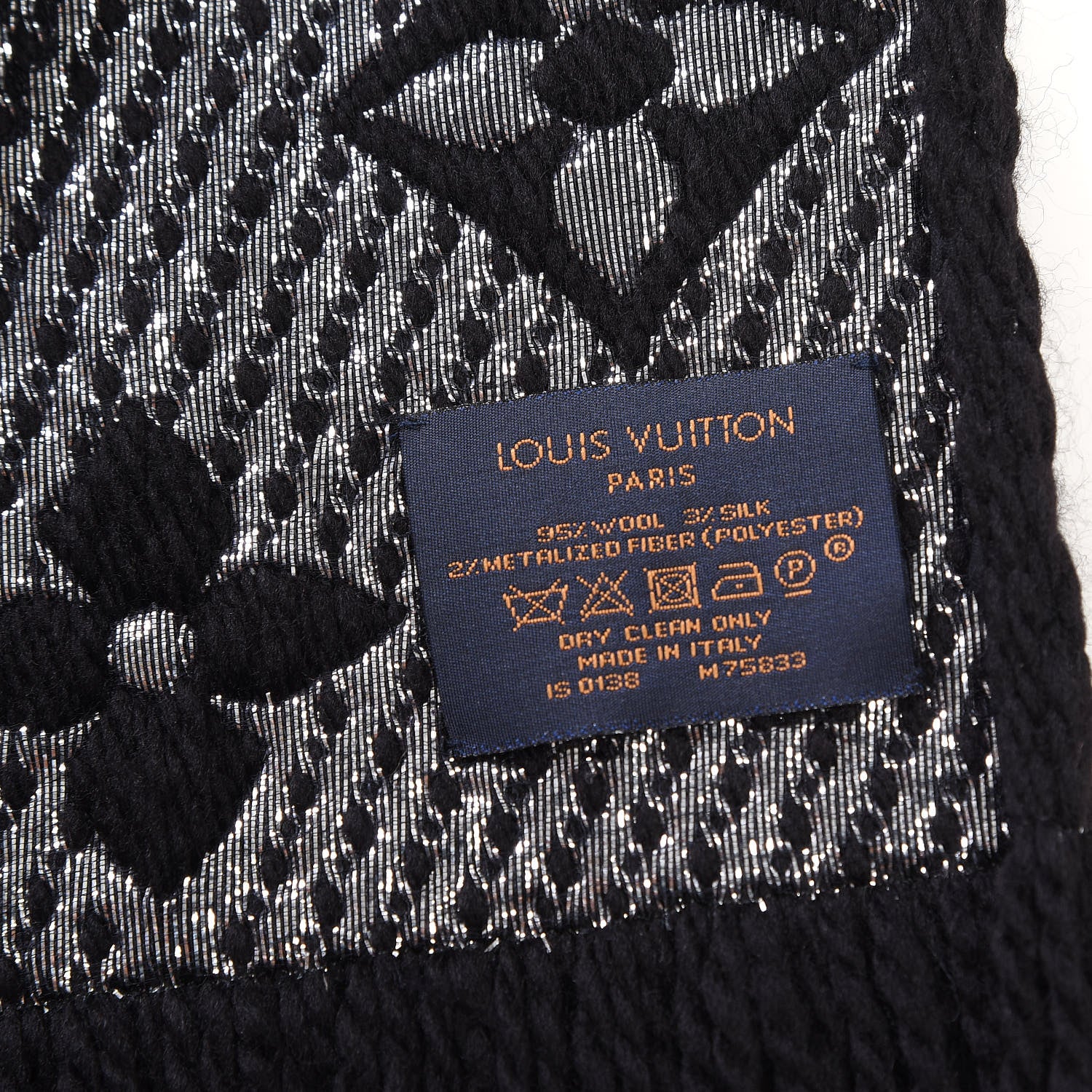 Louis Vuitton Wool Silk Logomania Shine Scarf Black 5 of 6