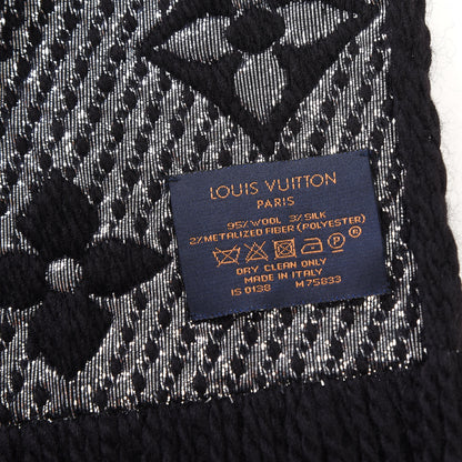 Louis Vuitton Wool Silk Logomania Shine Scarf Black 5 of 6
