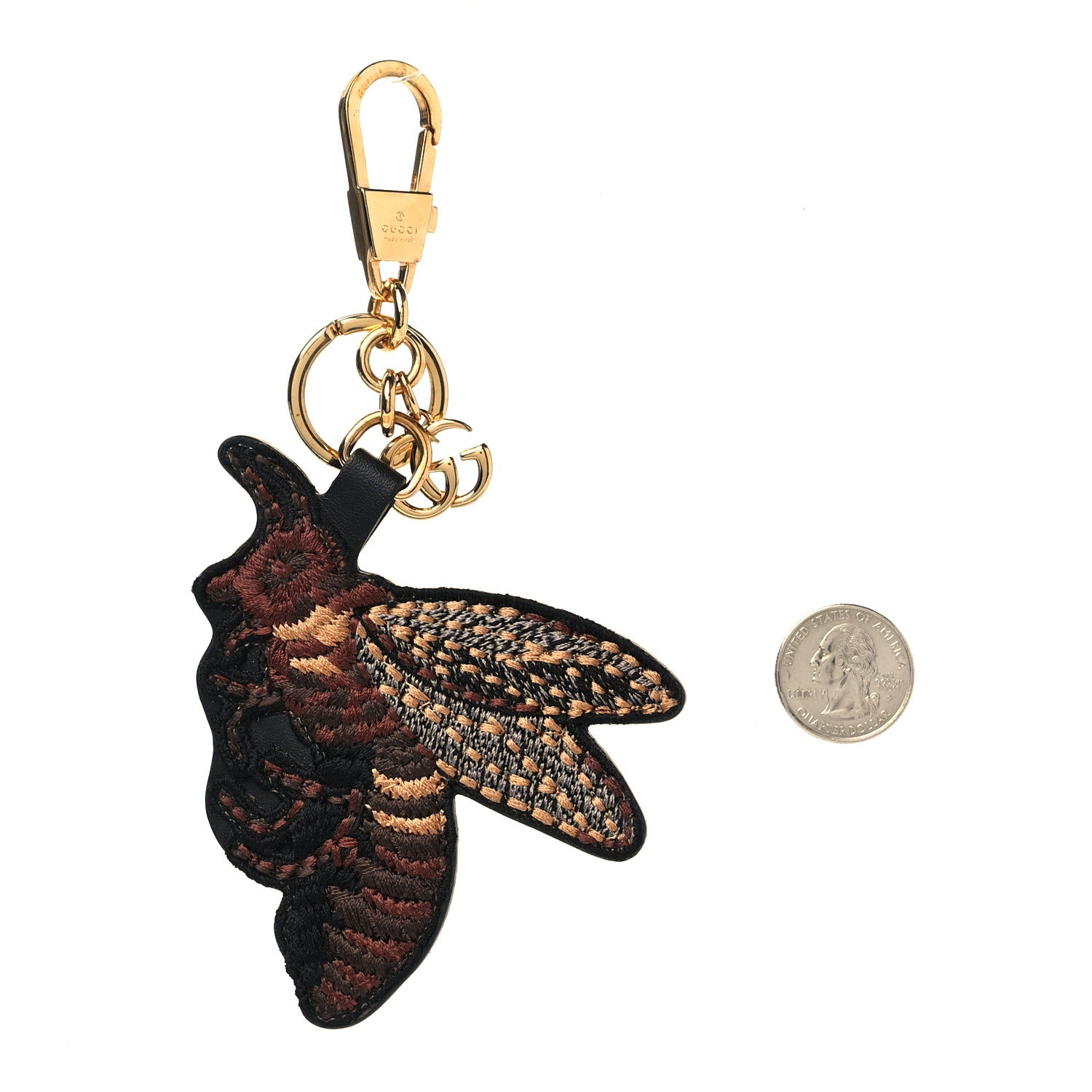 Gucci GG Supreme Monogram Embroidered Bee Bag Charm Key Holder 2 of 3