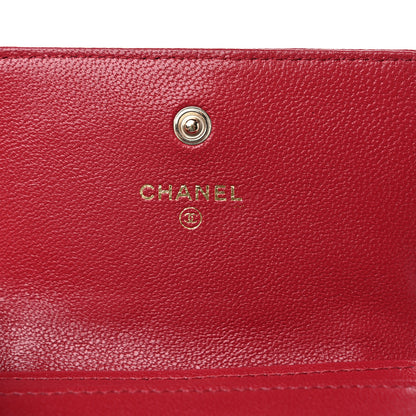 Chanel Caviar Chevron Quilted Mademoiselle Flap Card Holder Dark Pink 6 of 11