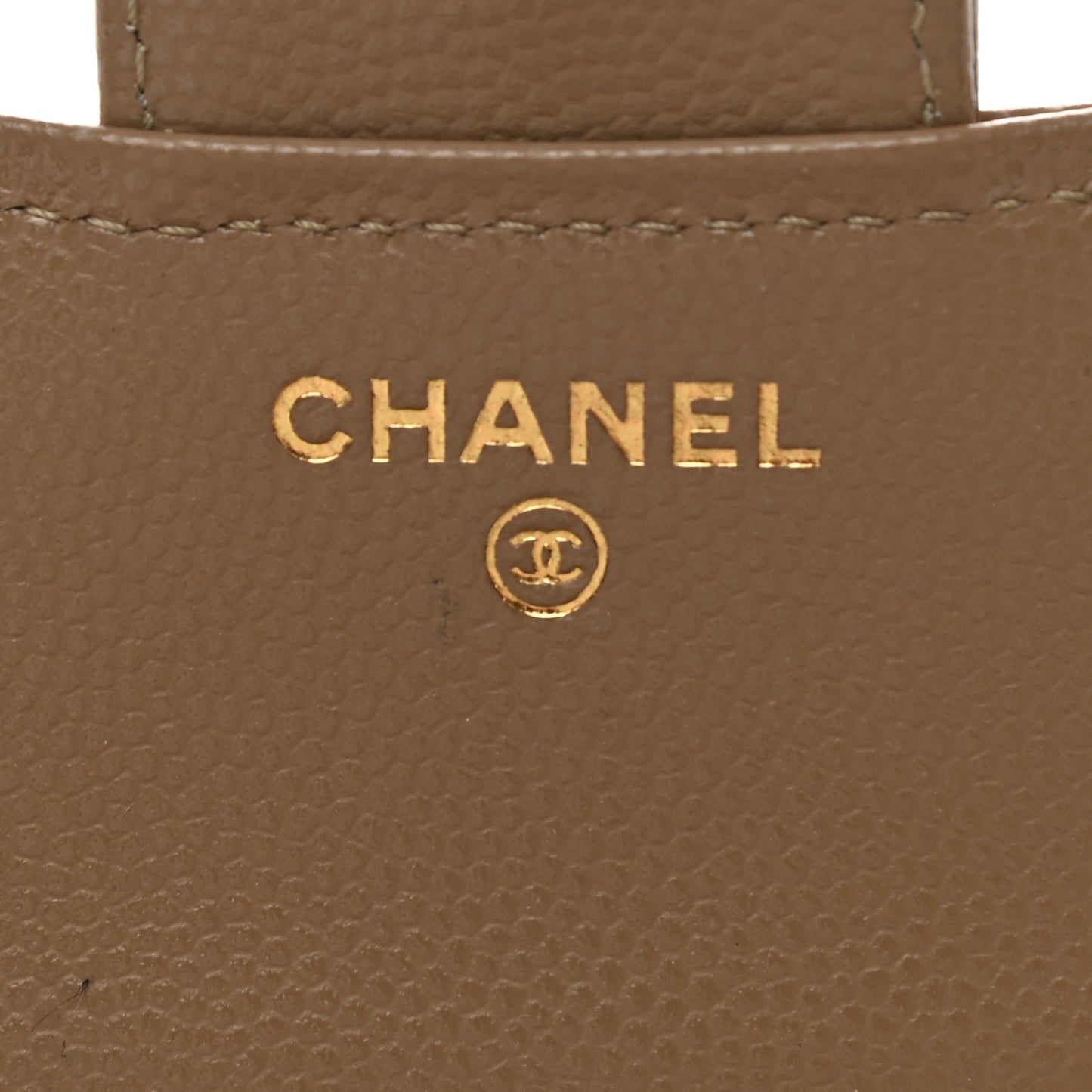 Caviar Quilted Compact Flap Wallet Dark Beige