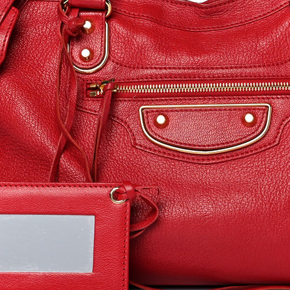Balenciaga Chevre Gold Metallic Edge Hardware City Rouge Grenade 8 of 14