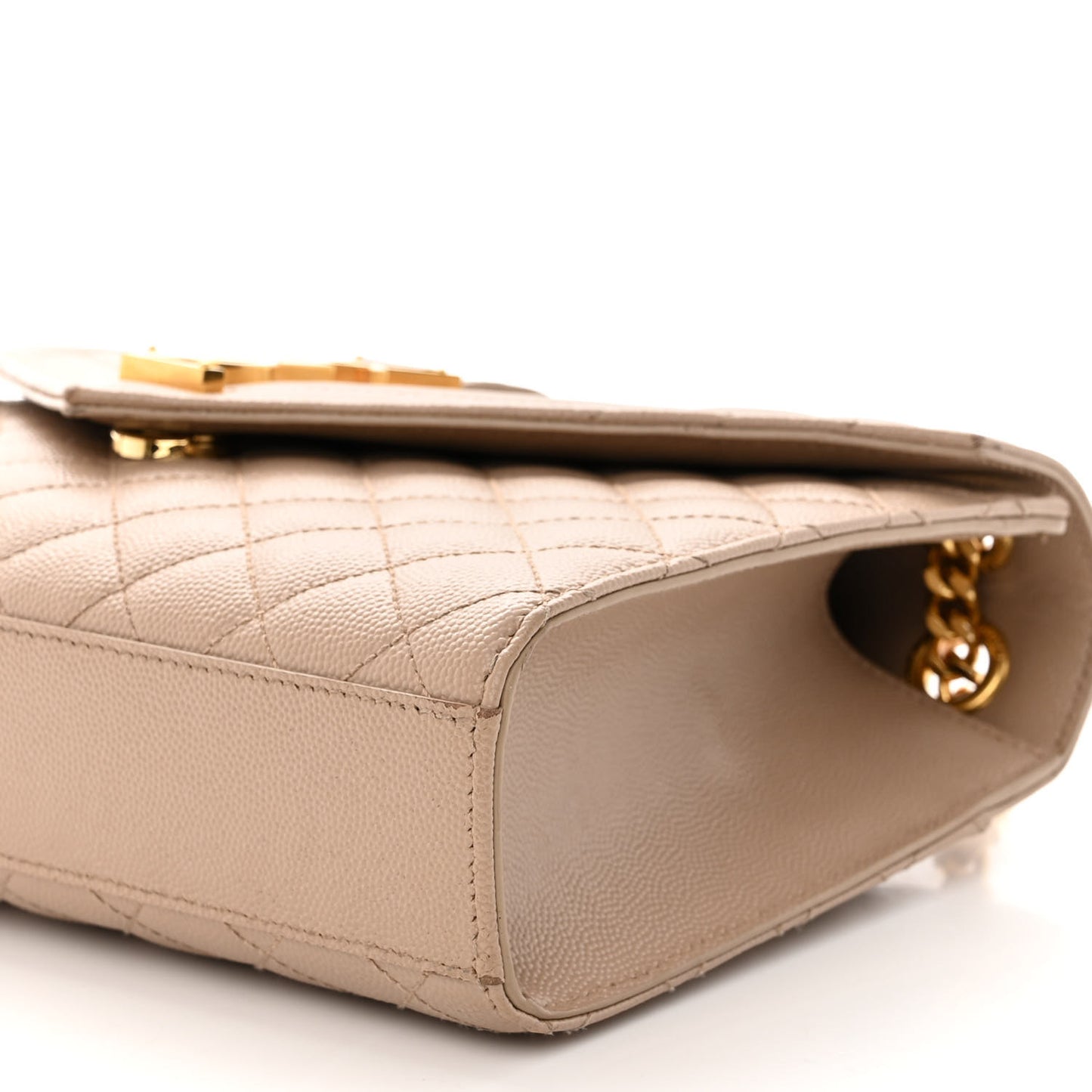 Grain De Poudre Textured Mixed Matelasse Medium Triquilt Monogram Satchel Dark Beige