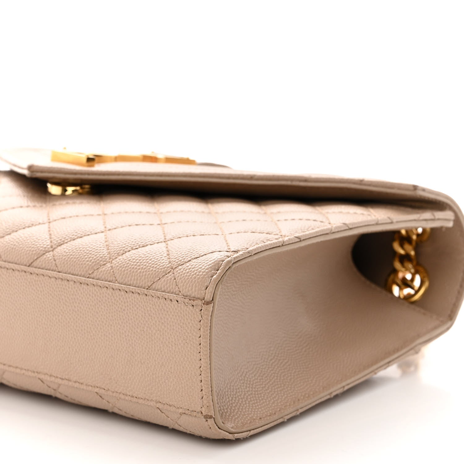 Saint Laurent Grain De Poudre Textured Mixed Matelasse Medium Triquilt Monogram Satchel Dark Beige 9 of 12