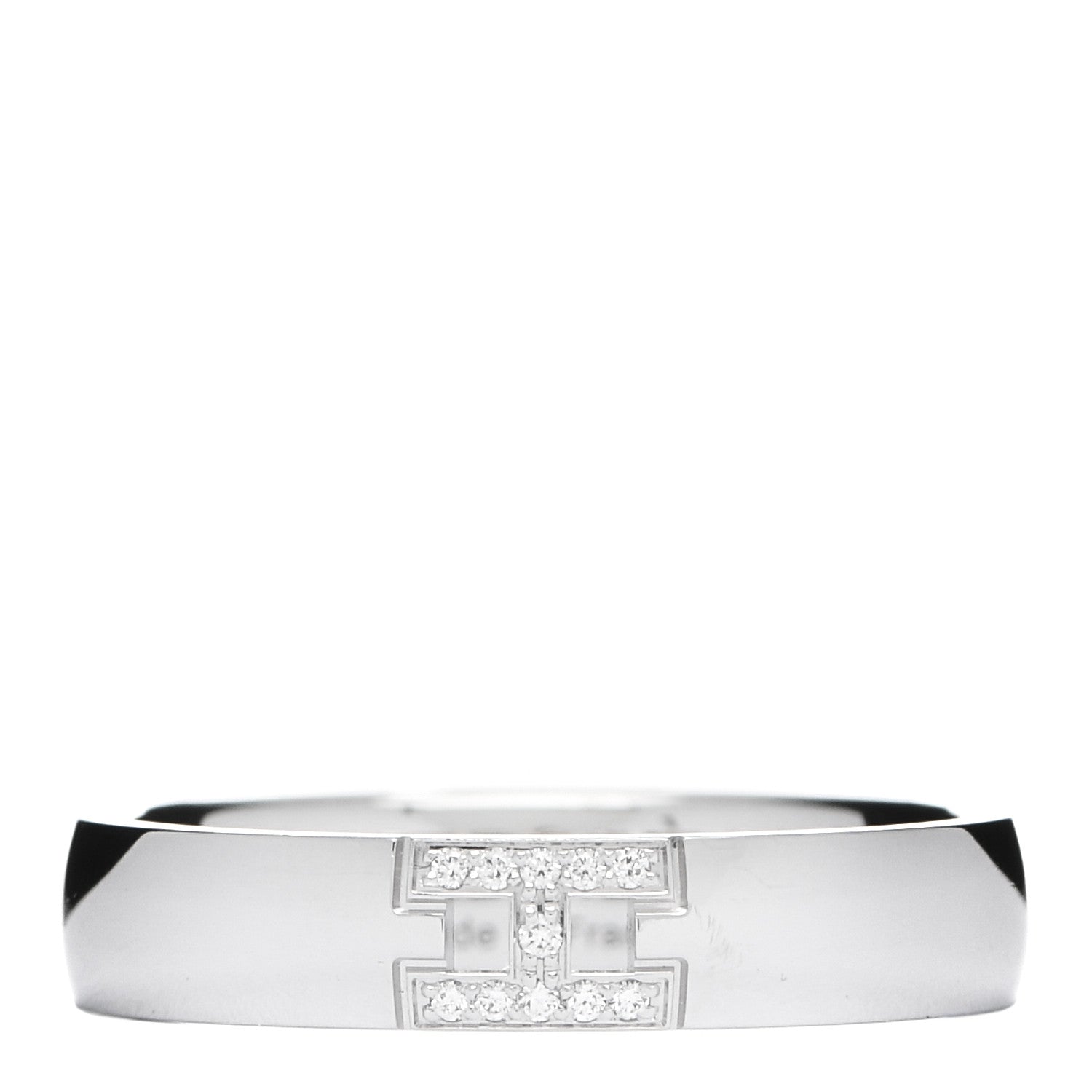 Hermes 18K White Gold Diamond Ever Herakles Wedding Band Ring 49 5 1 of 5