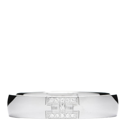 Hermes 18K White Gold Diamond Ever Herakles Wedding Band Ring 49 5 1 of 5