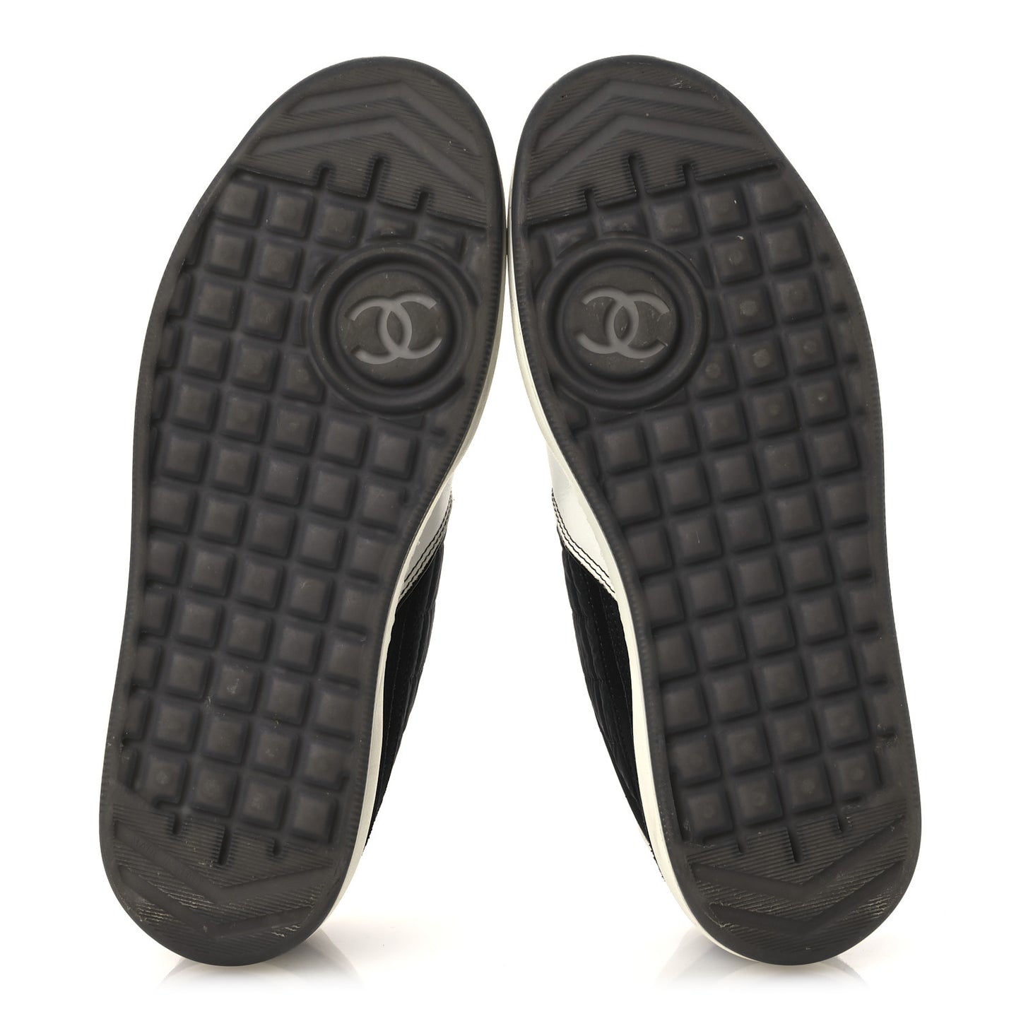 Suede Fabric Calfskin Womens CC Sneakers 41 Black White