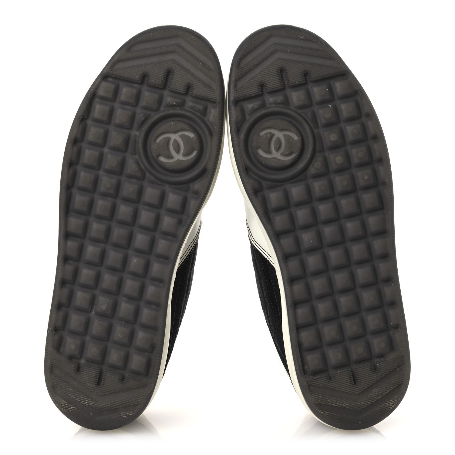Chanel Suede Fabric Calfskin Womens CC Sneakers 41 Black White 7 of 13