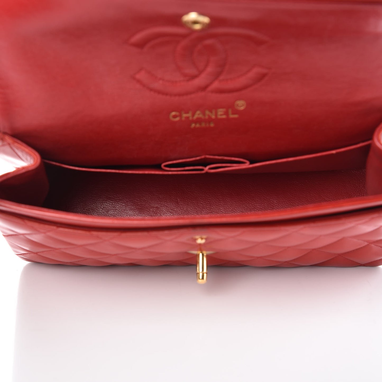 Lambskin Quilted Small Double Flap Red